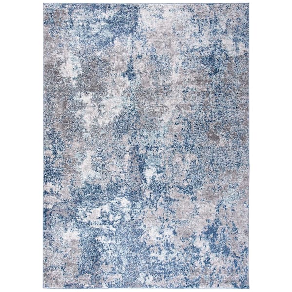 Aston Navy/Gray Doormat 3 ft. x 5 ft. Distressed Geometric Area Rug