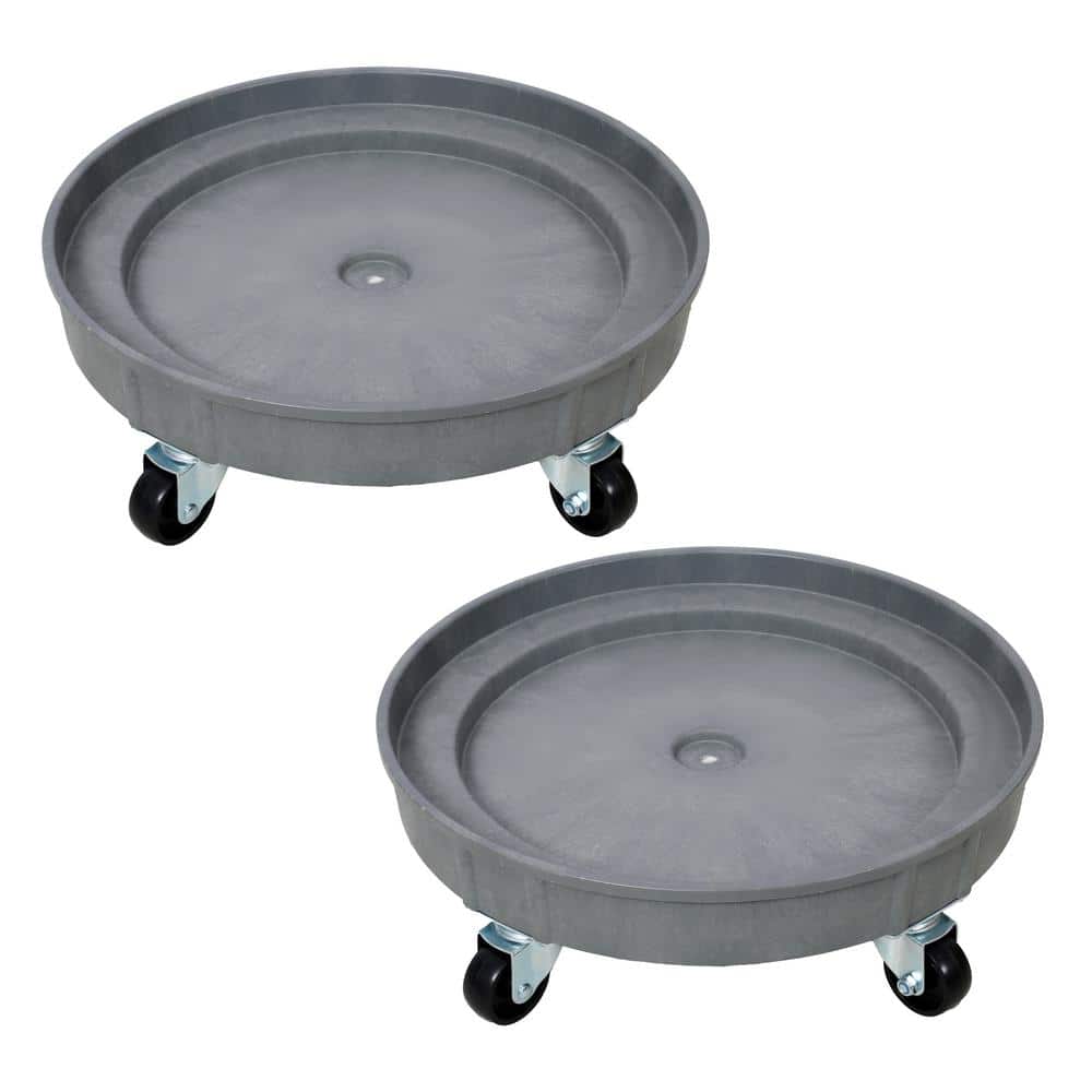 30-55 gal. Heavy Duty Plastic Drum Tray Dolly with 5 Swivel Casters Wheel, 