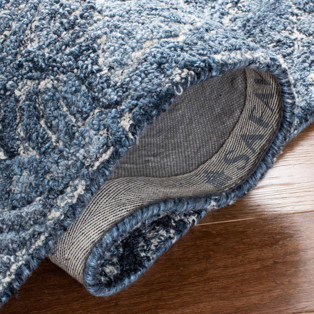 Blue Hand-Tufted Wool Rectangular Area Rug 6' x 9'