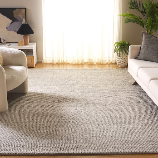 Natura 8 ft. x 8 ft. Square Gray/Ivory Textured Solid Area Rug