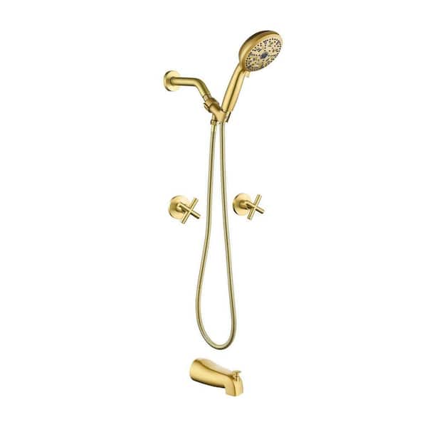 Rain 2-Handle 10-Spray Tub Shower Faucet 1.8 GPM with Pressure Balance in Gold (Valve Included)