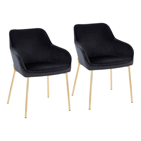Lumisource Daniella Black Velvet and Gold Steel Arm Chair (Set of 2)