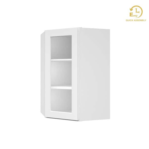 HOMLUX Easy-DIY 24 in. W x 24 in. D x 36 in. H in Royal White Ready to Assemble Corner Kitchen Cabinet Glass Not Include