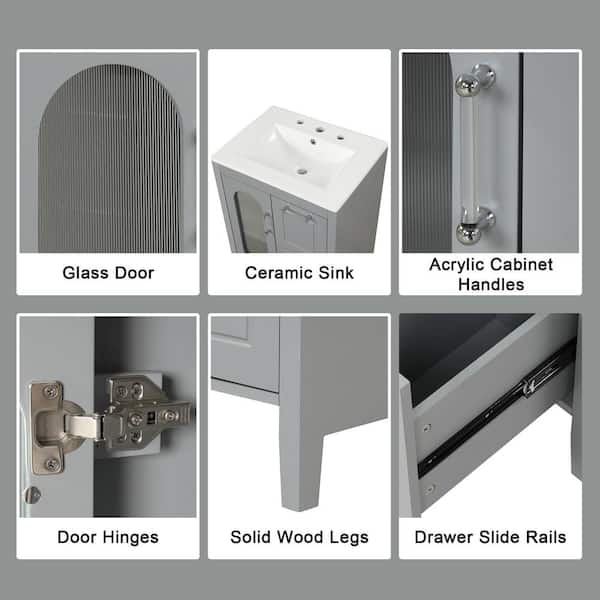 EPOWP 24 in. W x 18.3 in. D x 33.2 in. H Freestanding Bath Vanity