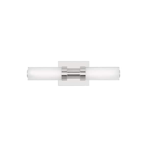 Generation Lighting Kiel 18 in. Small 2-Light Chrome LED Vanity Light Bar with Arctic Glass Shades
