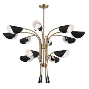 Arcus 46.25 in. 12-Light Champagne Bronze and Black Modern Shaded Tiered Chandelier for Dining Room