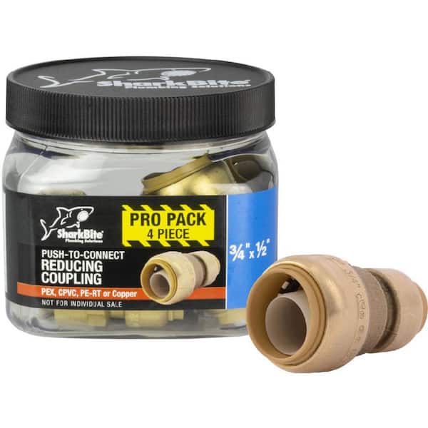 SharkBite 3/4 in. x 1/2 in. Push-to-Connect Brass Reducing Coupling Fitting Pro Pack (4-Pack)
