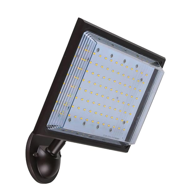 Commercial Electric 350-Watt Equivalent Bronze Integrated LED Outdoor Street Lamp Flood Light with Dusk to Dawn Control