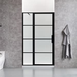Milano 48 in. x 78.75 in. Framed Fixed Shower Door in Black with Handle