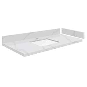 Transolid 43.5 in. W x 22.25 in. D Quartz Vanity Top in Nature's Path with  4 in. Centerset with White Basin VT43.5x22-1OU-3X-A-W-4 - The Home Depot