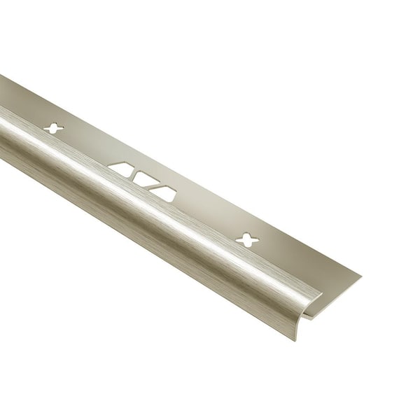Schluter Vinpro-RO Brushed Nickel Anodized Aluminum 5/32 in. x 8 ft. 2-1/2 in. Metal Bullnose Resilient Tile Edge Trim