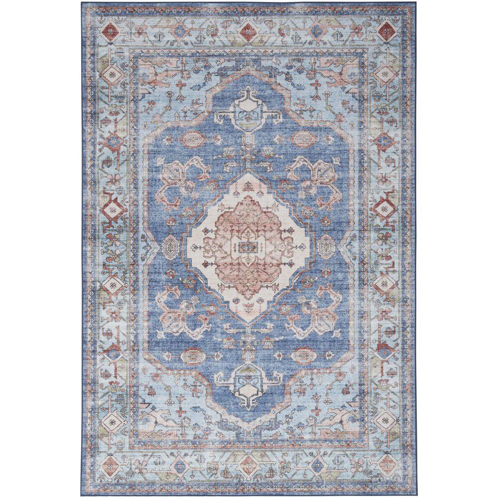 Fulton Blue Rectangular Persian Medallion Area Rug 5' x 7'