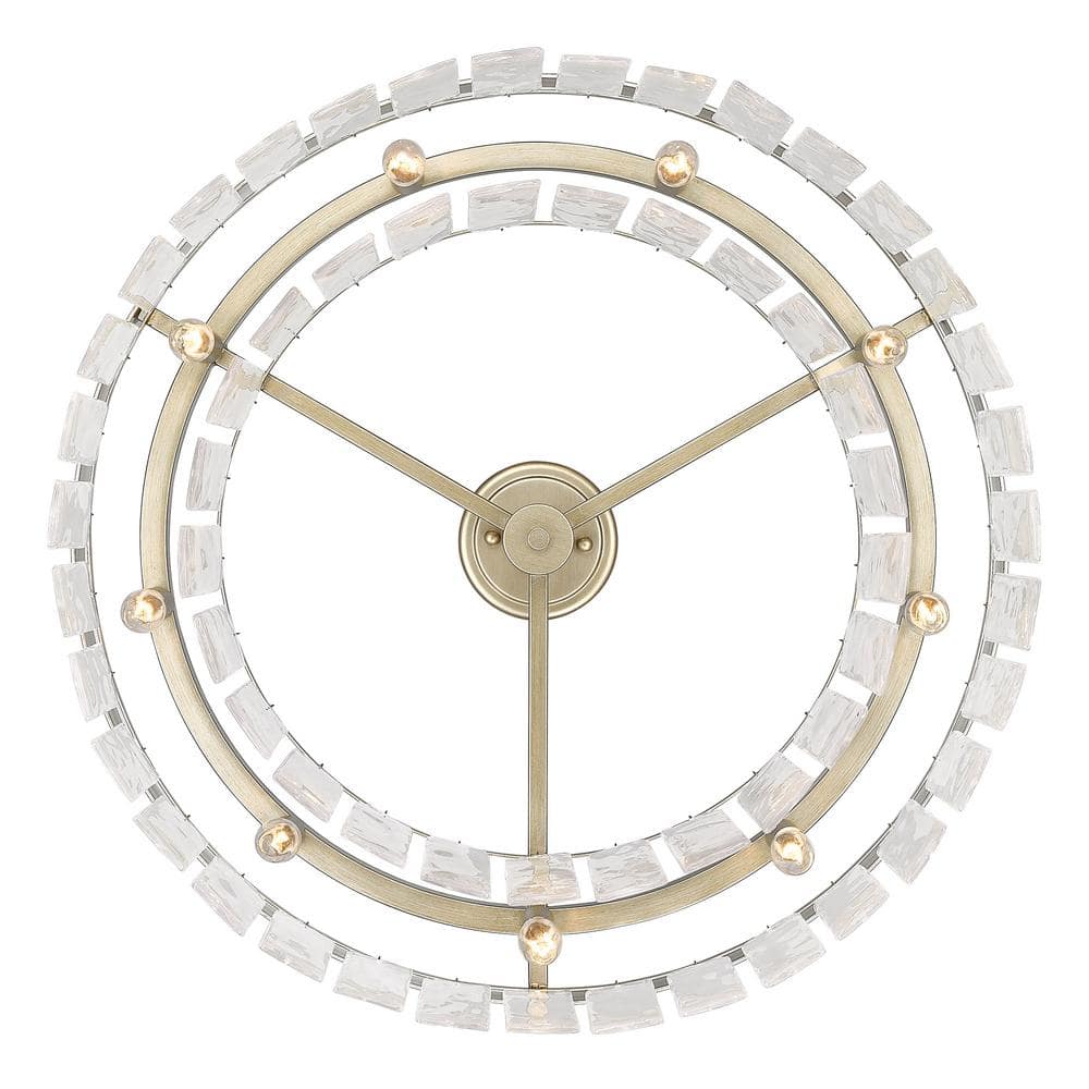 White Gold Glass Drum Semi-Flush Ceiling Light
