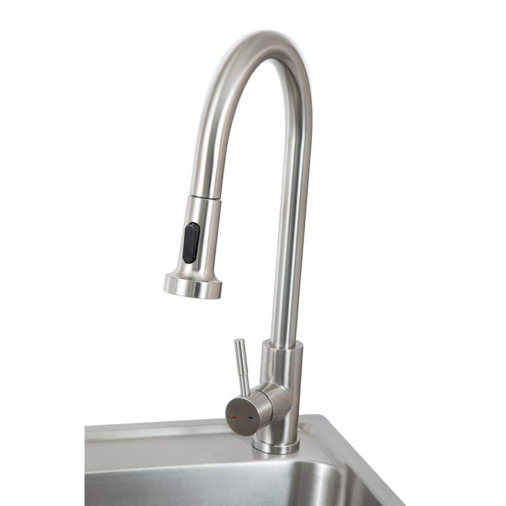 Gray Stainless Steel Drop-In Utility Sink with Faucet and Cabinet