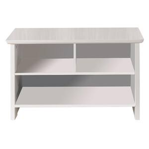 White Wood Cubby Shoe Storage Bench