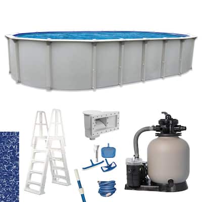 Huntington 15 ft. x 31 ft. Oval 54 in. D Buttress Free Above Ground Hard Sided Pool Package