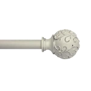 66 in. - 120 in. Telescoping 3/4 in. Single Curtain Rod Kit in White with Farmhouse Ball Finial