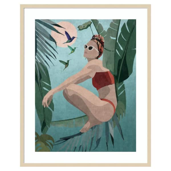 Amanti Art Tropical Blue Lady by Emel Tunaboylu 1 Piece Framed Giclee People Art Print 41 in. x 33 in.
