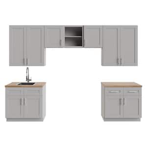 Richmond Vesuvius Gray Plywood Shaker Ready to Assemble Base Kitchen Cabinet Laundry Room 132 in W x 24 in D x 102 in H