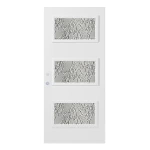 32 in. x 80 in. Dorothy Delta Satin 3 Lite Painted White Right-Hand Inswing Steel Prehung Front Door