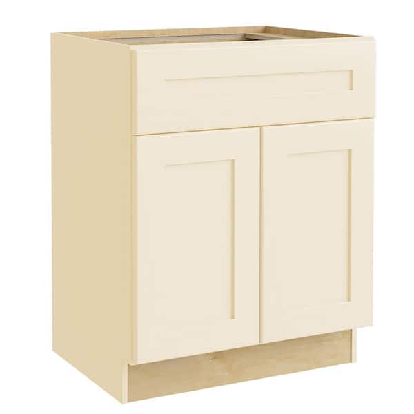 Home Decorators Collection Newport 24 in. W x 21 in. D x 34.5 in. H Assembled Plywood Base Bath Cabinet in Blended Cream with Soft Close