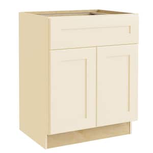 Newport Cream Painted Plywood Shaker Assembled Base Kitchen Cabinet Soft Close 24 in W x 24 in D x 34.5 in H