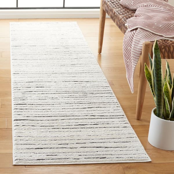 Melody Ivory/Black 2 ft. x 10 ft. Striped Runner Rug
