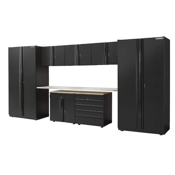8-Piece Extra Wide Heavy Duty Welded Steel Garage Storage System in Black (180in. W x 82 in. H x 24 in. D)