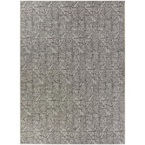 Pauling Charcoal 9 ft. x 12 ft. Abstract Indoor/Outdoor Area Rug