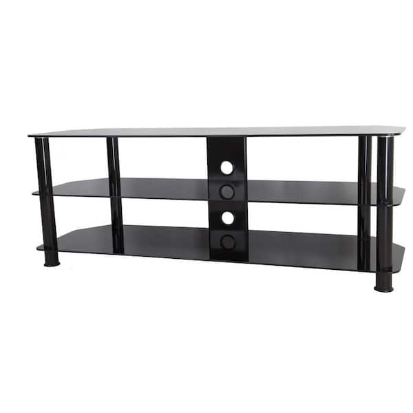 AVF 49 in. Black Glass TV Stand Fits TVs Up to 60 in. with Cable Management