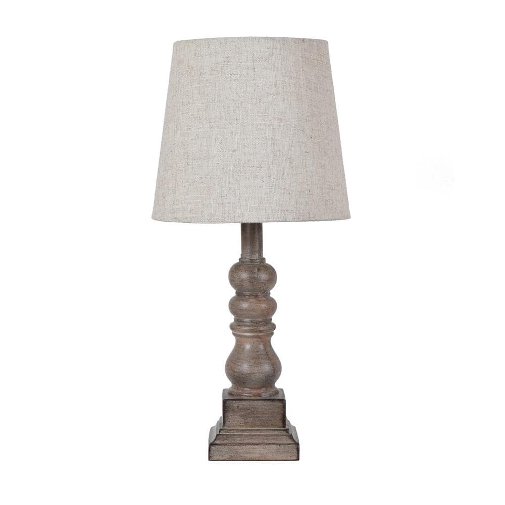 Conrad 18.5" Distressed Brown Resin Table Lamp with Linen Shade