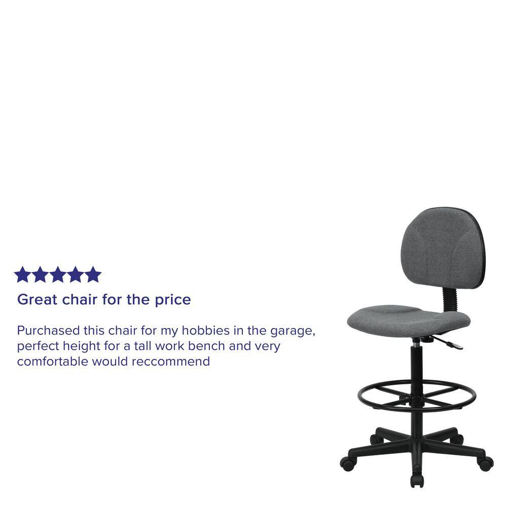 ErgoFlex 360 Gray Fabric Drafting Swivel Chair with Adjustable Footrest