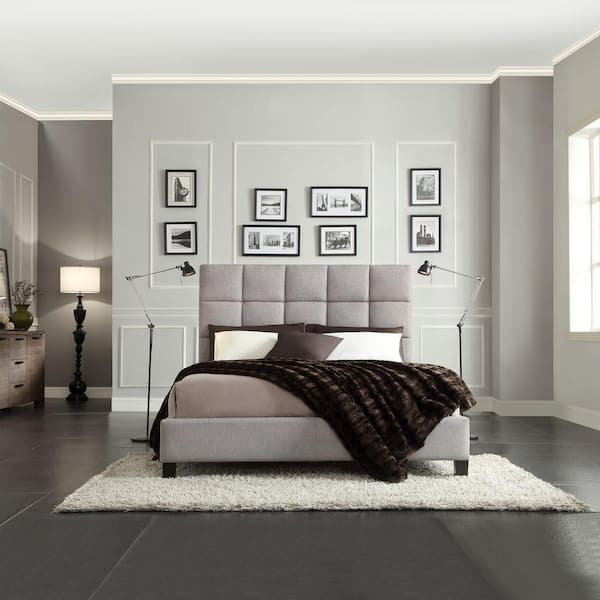 HomeSullivan Calais Grey Full Upholstered Bed