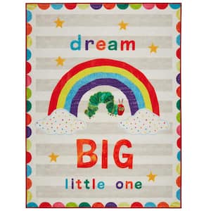 Elementary Dream Big Little One White/Grey 3 ft. x 5 ft. Educational Area Rug