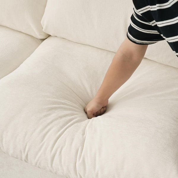 J&E Home 67 in. Square Arm Chenille Couch Modular Free