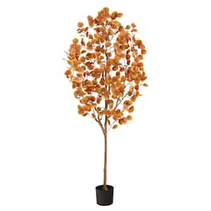 6 ft. Orange Autumn Eucalyptus Artificial Tree