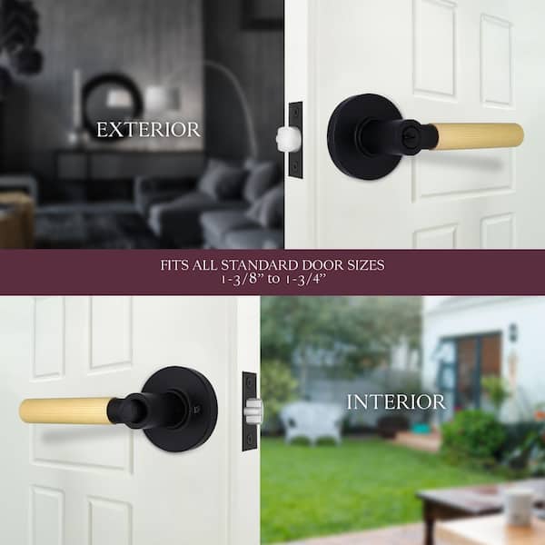 Downing Matte Black/Brushed Gold Keyed Entry Door Lever