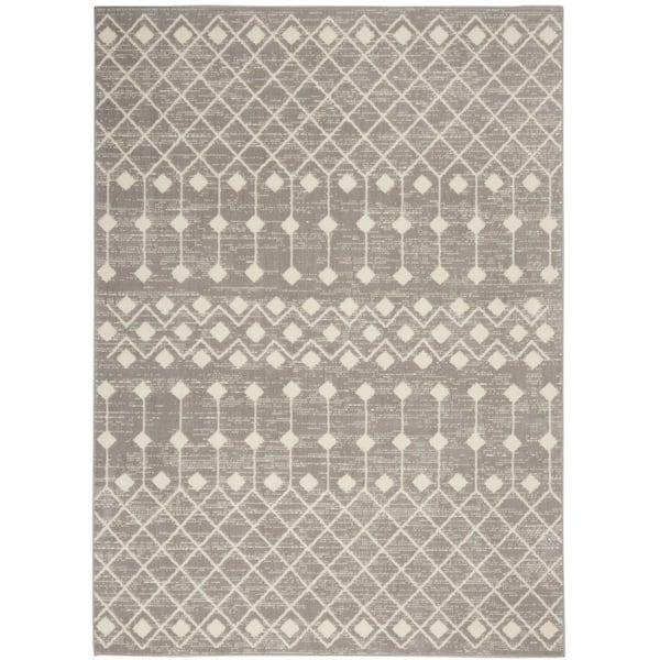 Grafix Grey 6 ft. x 9 ft. Moroccan Boho Area Rug