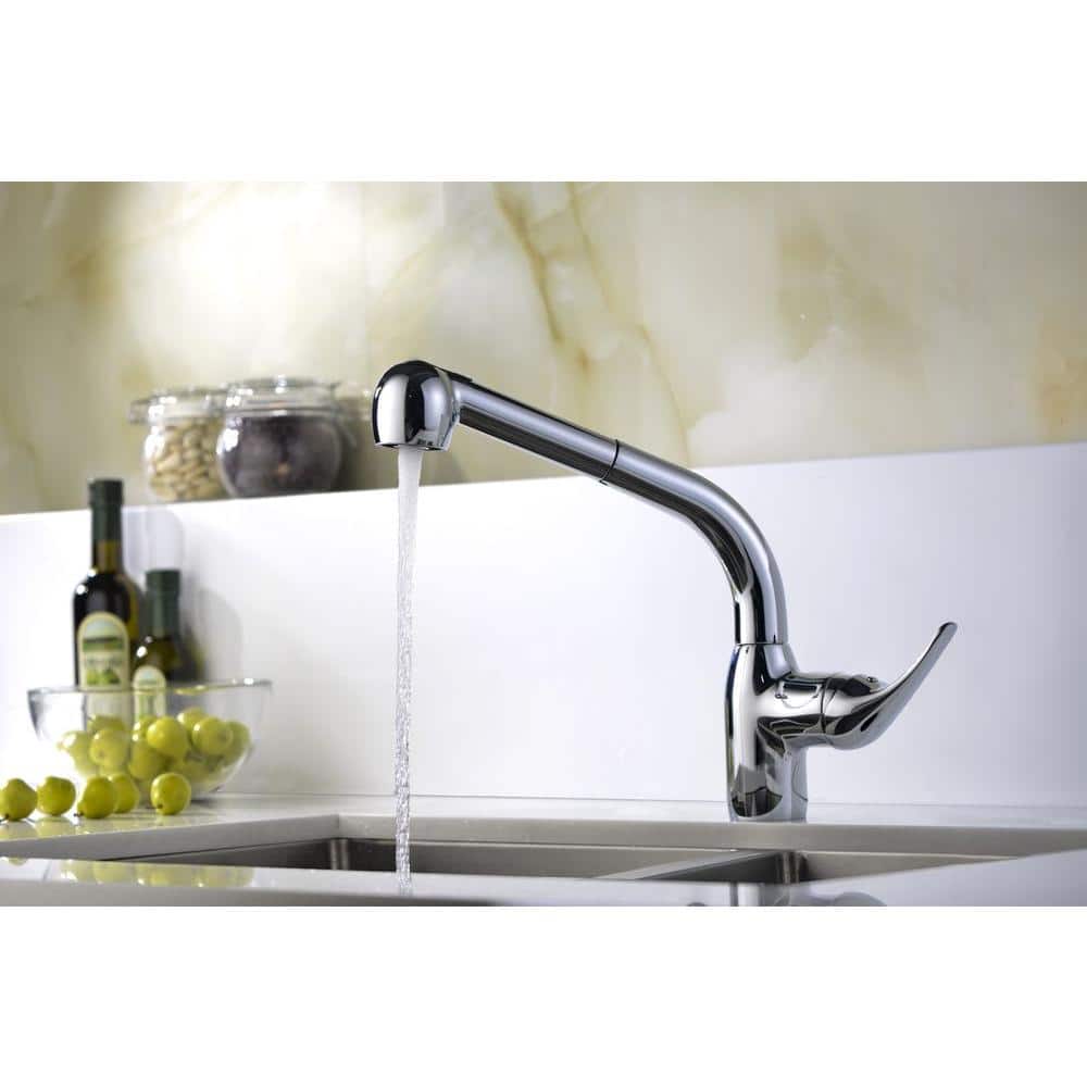 Chrome Single-Handle Pull-Out Spray Kitchen Faucet