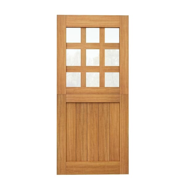 ARK DESIGN 36 in. x 80 in. Fir Universal 9-Lite Clear Glass Unfinished Dutch Door Design Wood Front Door Slab