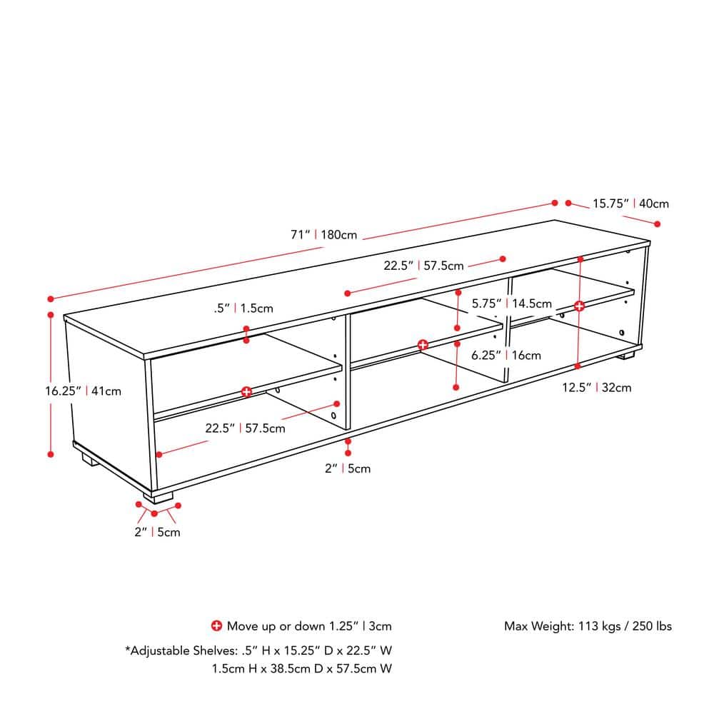 Modern Gray Wood Grain & Silver Leg TV Stand for Up to 85" TVs