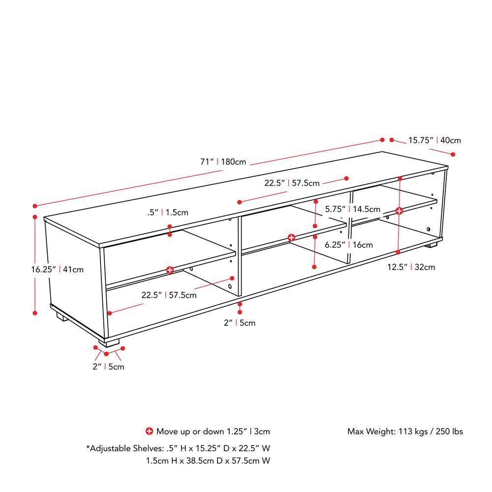 Modern White and Silver 78" TV Stand with Open Shelving