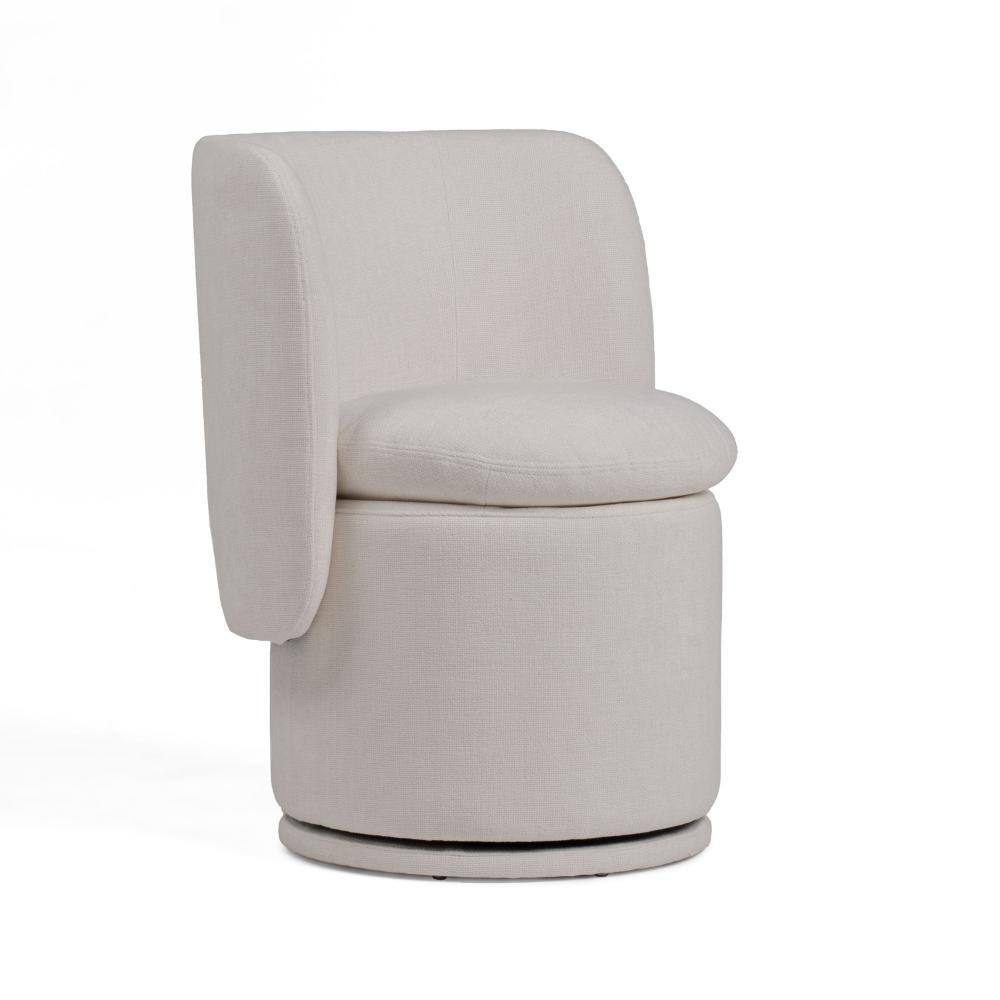 Ivory Upholstered Swivel Side Chair with Metal Legs