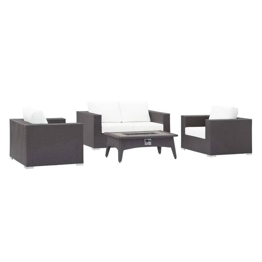 Convene 4 Piece Set Outdoor with Fire Pit in Espresso White price history on PriceWatchPro