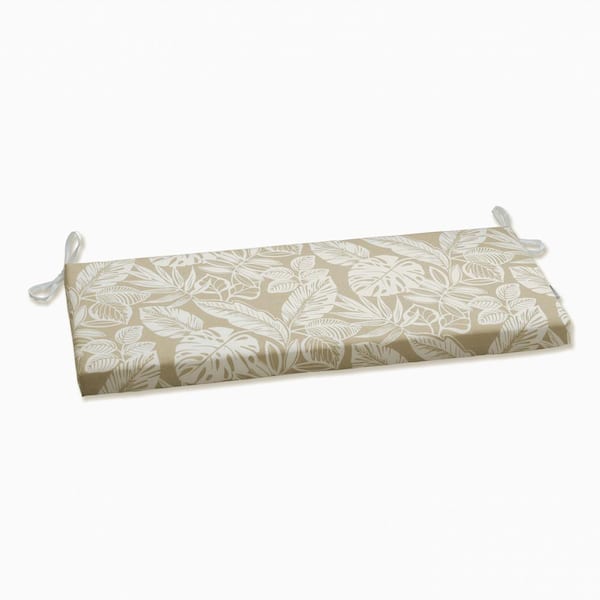 Pillow Perfect Floral Rectangular Outdoor Bench Cushion in White