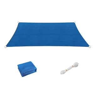 12 ft. x 16 ft. Outdoor Blue Sun Shade Sails Sun Protection UV Block Shade Canopy w/ Ropes for Backyard, Deck and Lawn