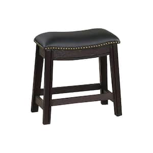 18 in. H Black Curved Leatherette Stool with Nailhead Trim (Set of 2)