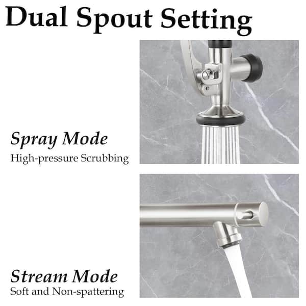 Single Handle Pull Down Sprayer Kitchen Faucet with Advanced Spray, Pull Out Spray Wand in Brushed Nickel