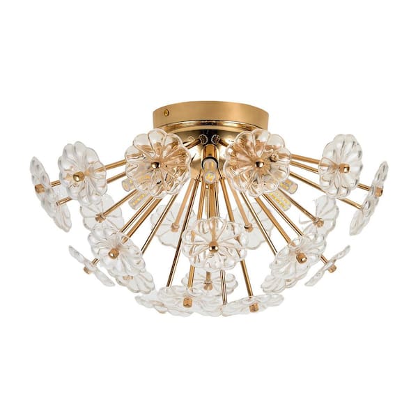 20 in. 6-Light Modern Gold Flower Flush Mount Ceiling Light Fixture
