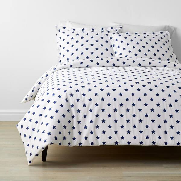Company Kids by The Company Store Company Kids Stars 2-Piece Blue Organic Cotton Percale Twin Duvet Cover Set